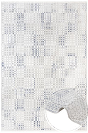 Cotton Area Rug – Machine Made Blue Geometric Rug With Soft Threads & Anti Slip