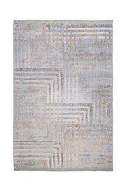 Geometric Area Rug - Grey Cotton Chenille Digital Print Carpet for Modern Living Room