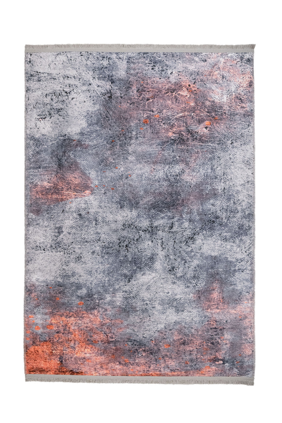 Grey Cotton Area Rug - Digital Print Chenille Carpet for Modern Living Room