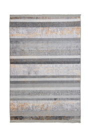 Grey Striped Area Rug | Cotton Chenille Digital Print Carpet by Pia Monte
