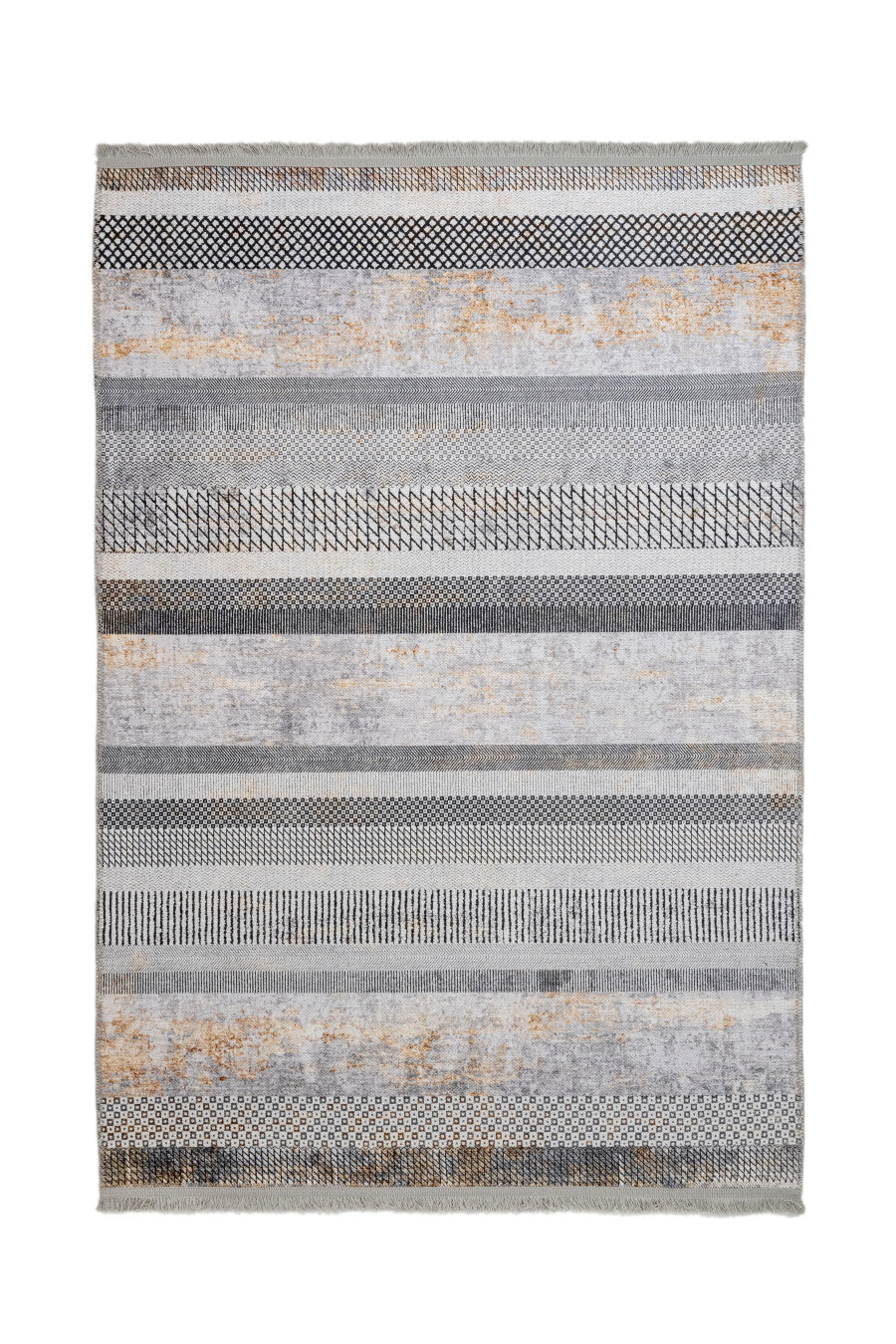 Grey Striped Area Rug | Cotton Chenille Digital Print Carpet by Pia Monte