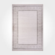 Machine Made Area Rug - Cream Frame Rug With Laser Cut Edge, Non Slip