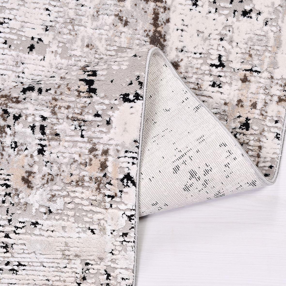 Modern Area Rug – Beige Machine Made Rug with Overlocked Edge, Durable Acrylic