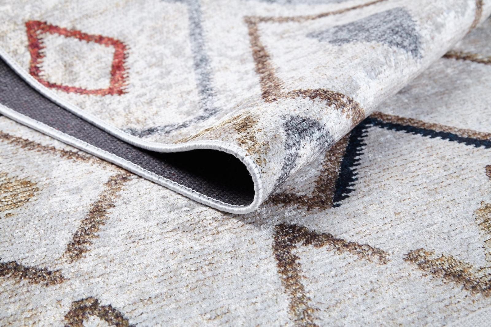 Geometric Area Rug – Beige Digital Print Rug | Non Slip, Antibacterial Carpet