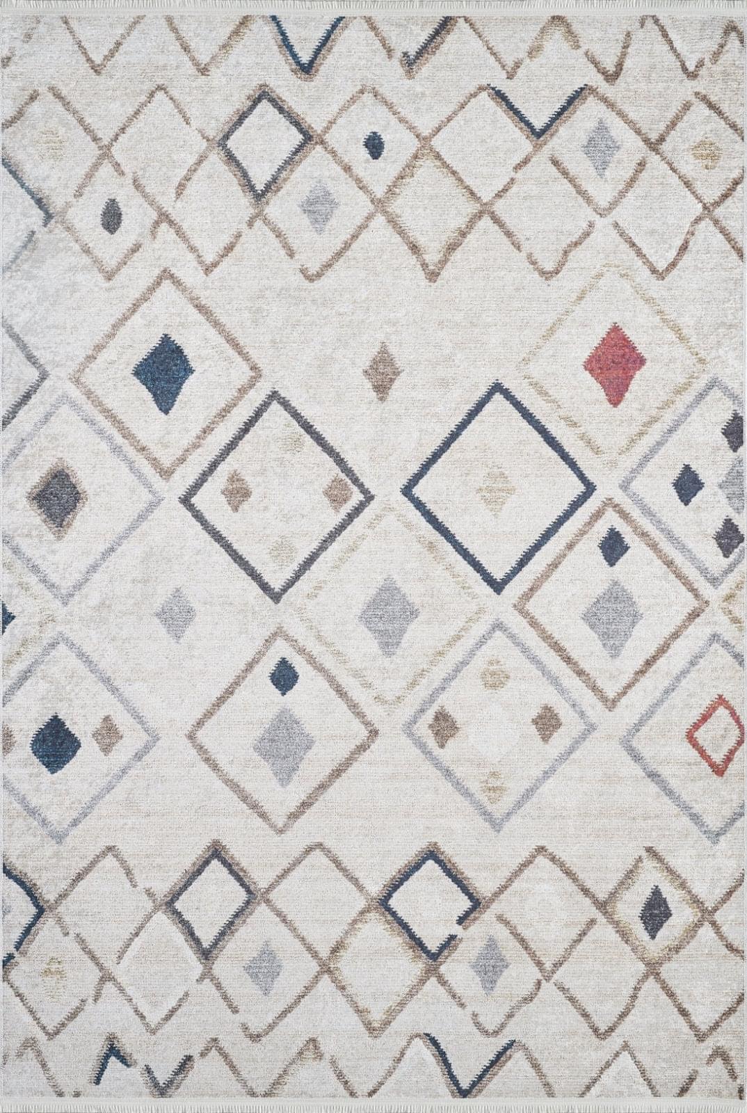 Geometric Area Rug – Beige Digital Print Rug | Non Slip, Antibacterial Carpet