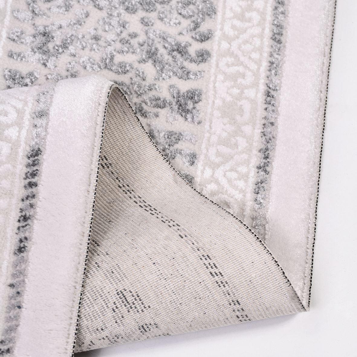 Grey Area Rug - Machine Made Rug with 10 mm Pile Height | Classic Frame Design