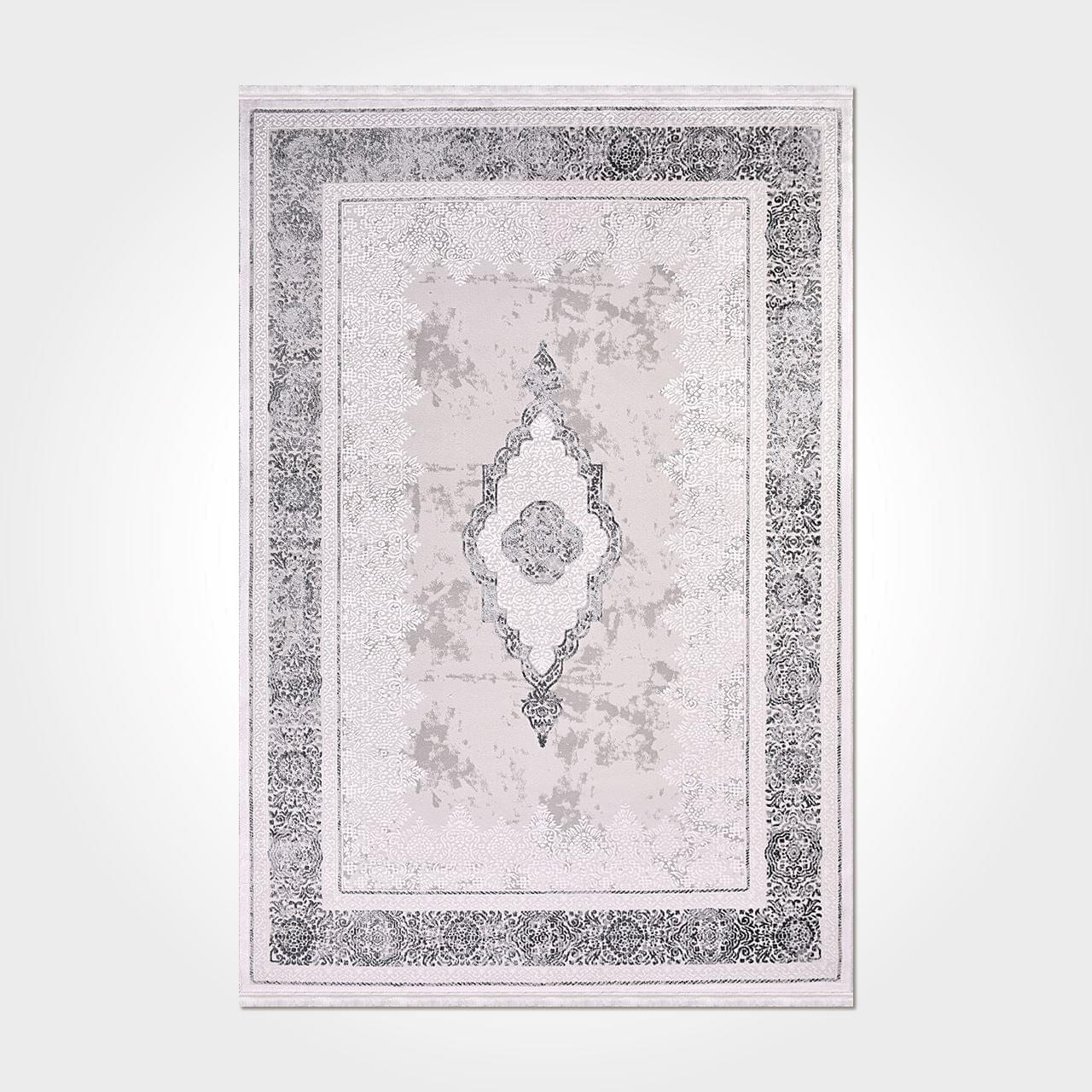 Grey Area Rug - Machine Made Rug with 10 mm Pile Height | Classic Frame Design