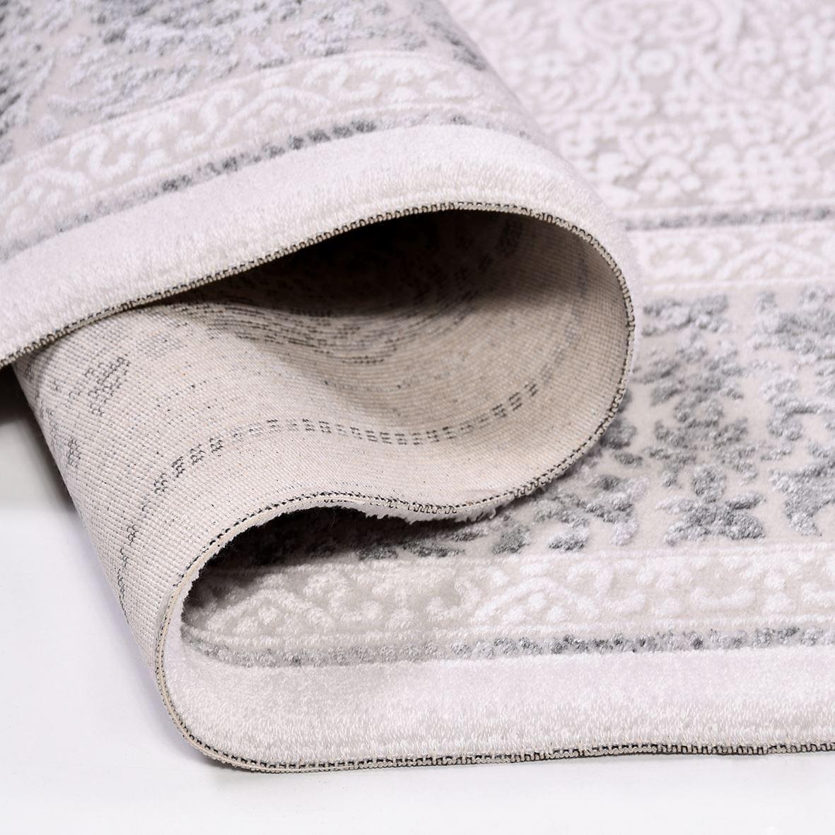 Grey Area Rug - Machine Made Rug with 10 mm Pile Height | Classic Frame Design