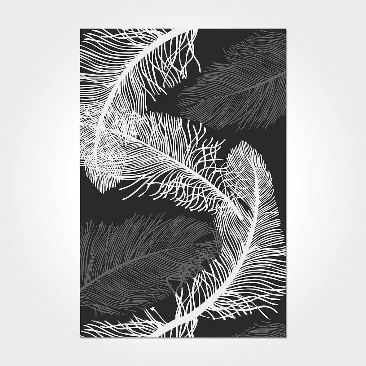 Digital Print Area Rug – Washable Non Slip Chenille Cotton Rug with Black Leaves Design