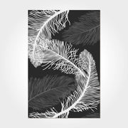 Digital Print Area Rug – Washable Non Slip Chenille Cotton Rug with Black Leaves Design