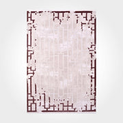 Geometric Area Rug – Machine Made Burgundy Cream Rug With Laser Cut Edges