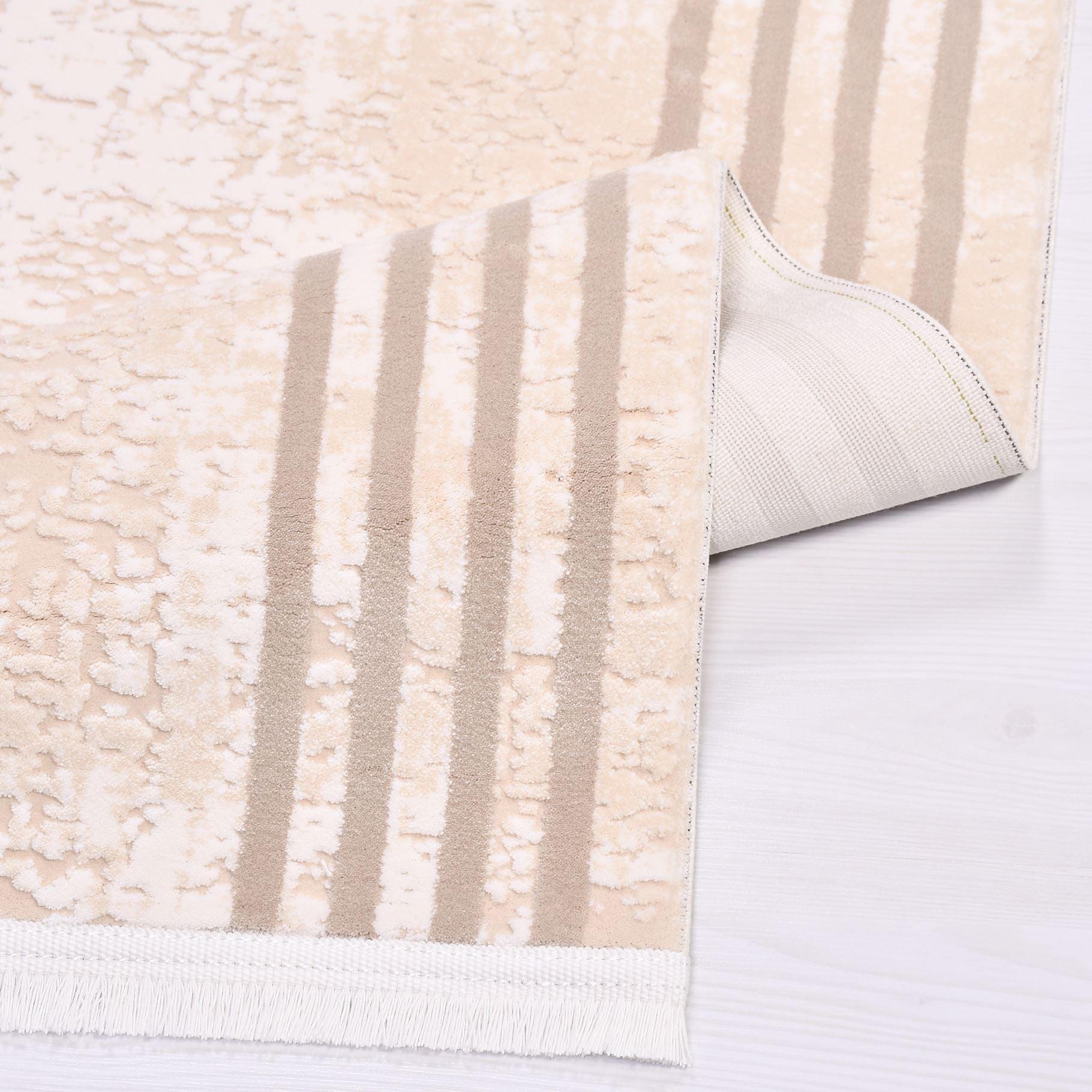 Cream Area Rug – Machine Made Rug With Frame Design, Soft Pile & Durable Carpet