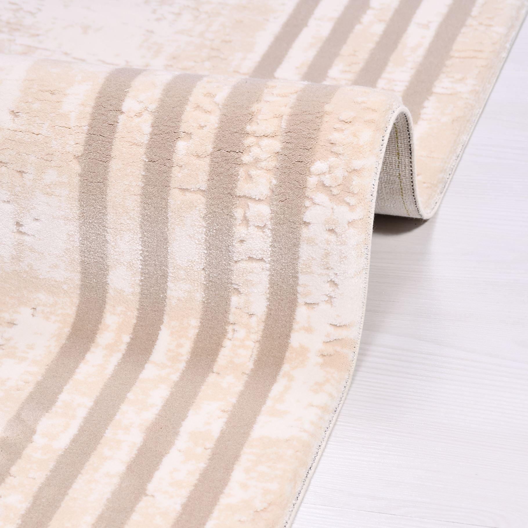 Cream Area Rug – Machine Made Rug With Frame Design, Soft Pile & Durable Carpet