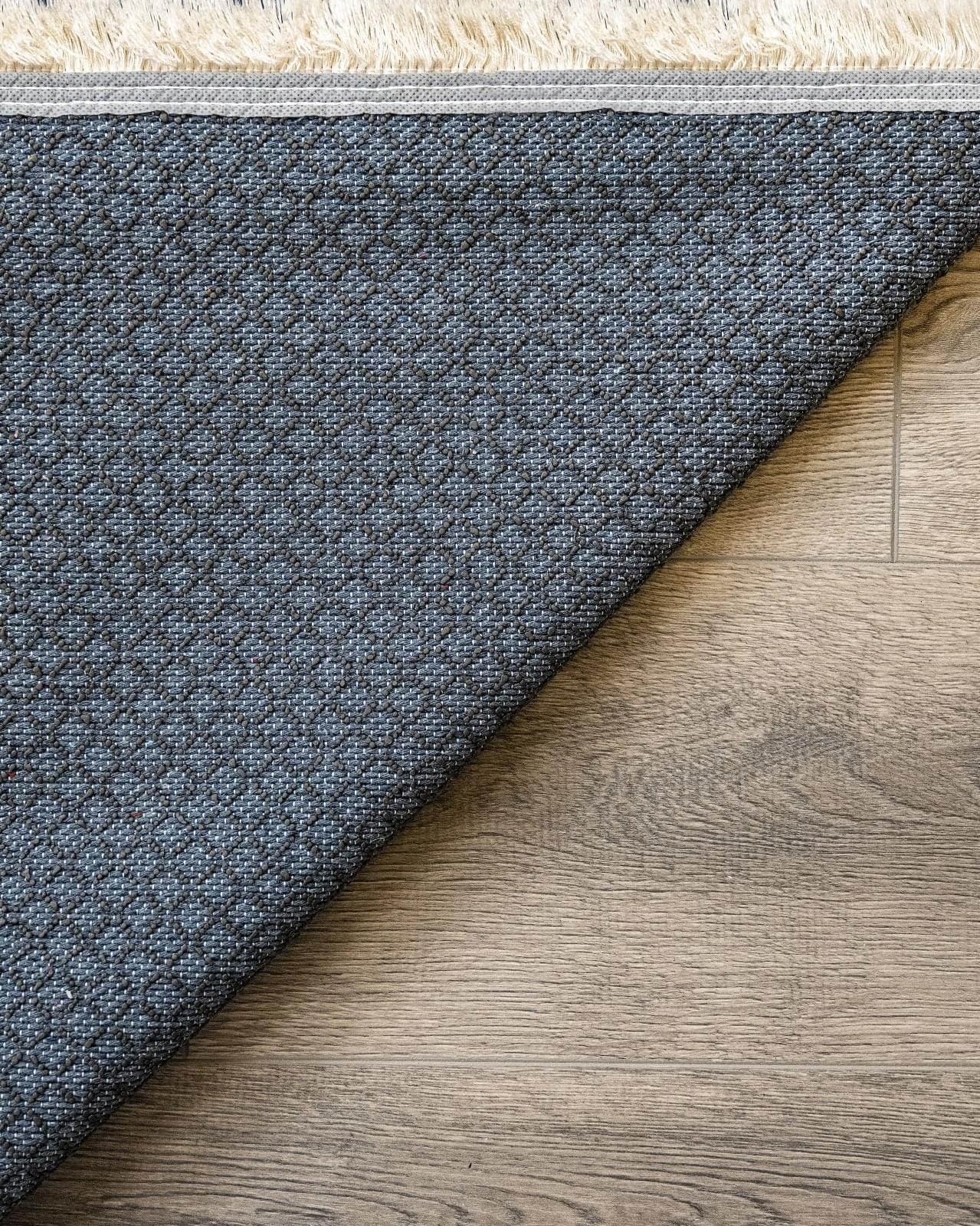 Modern Chenille Area Rug – Washable Non Slip Blue Polyester Cotton Carpet