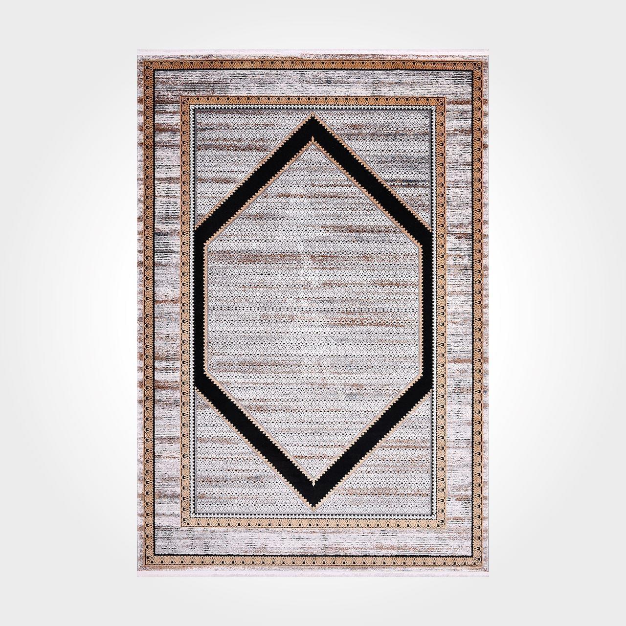 Viscose Area Rug – Machine Made Geometric Cream Rug With Cotton Weft