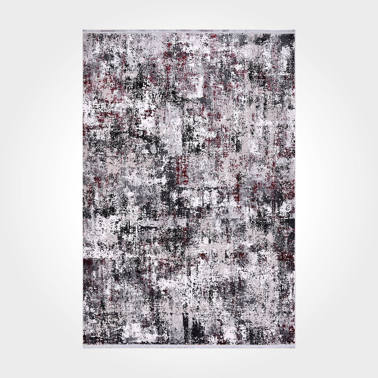 Modern Area Rug - Machine Made Grey Acrylic Yarn Rug With Overlocked Edges