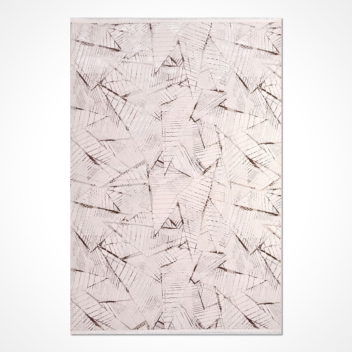 Cream Geometric Rug – Machine Made Area Rug with Soft Pile Carpet & Durable Floor Covering