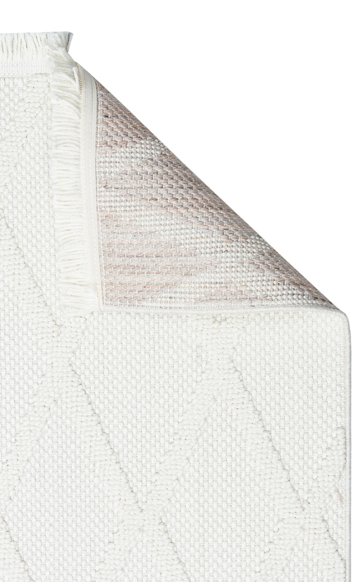 Cream Geometric Area Rug - Machine Made Rug | Dustproof Flatweave Carpet