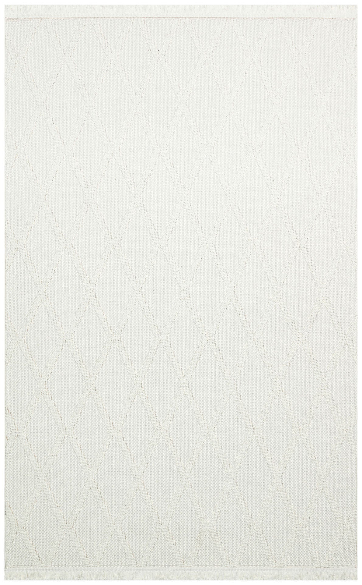 Cream Geometric Area Rug - Machine Made Rug | Dustproof Flatweave Carpet