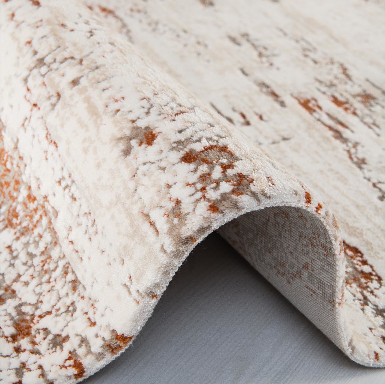 Modern Area Rug - Machine Made Cream Rug with Anti Slip Backing & Laser Cut Edges