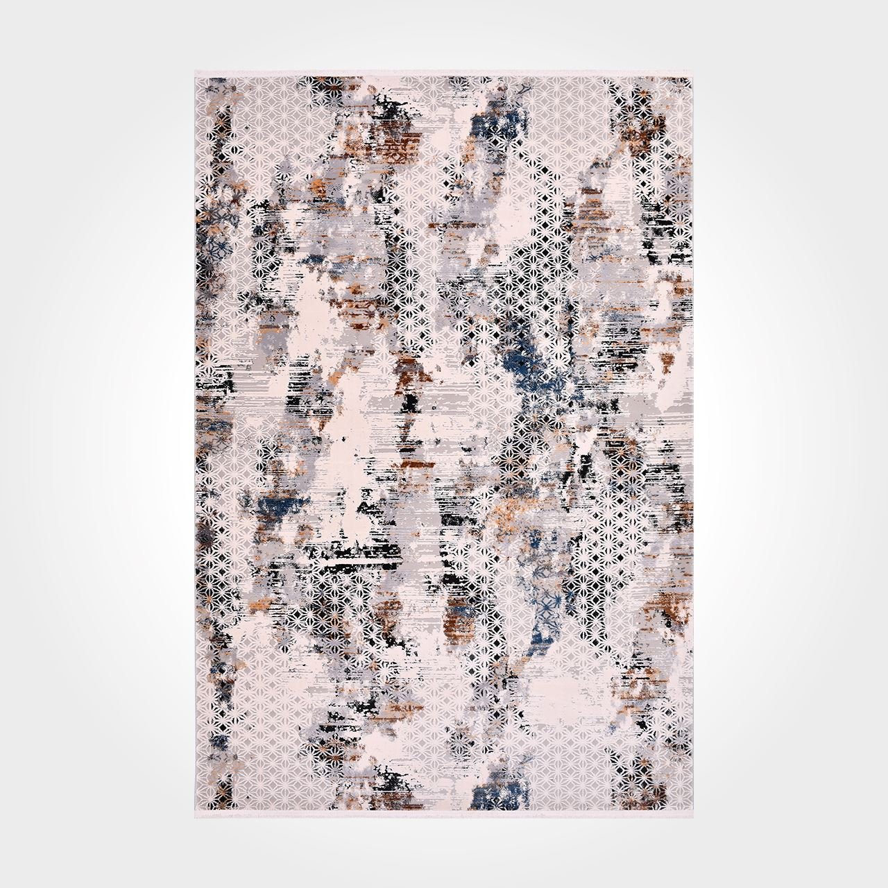 Modern Viscose Area Rug – Machine Made Grey Rug with Overlocked Edge Finish