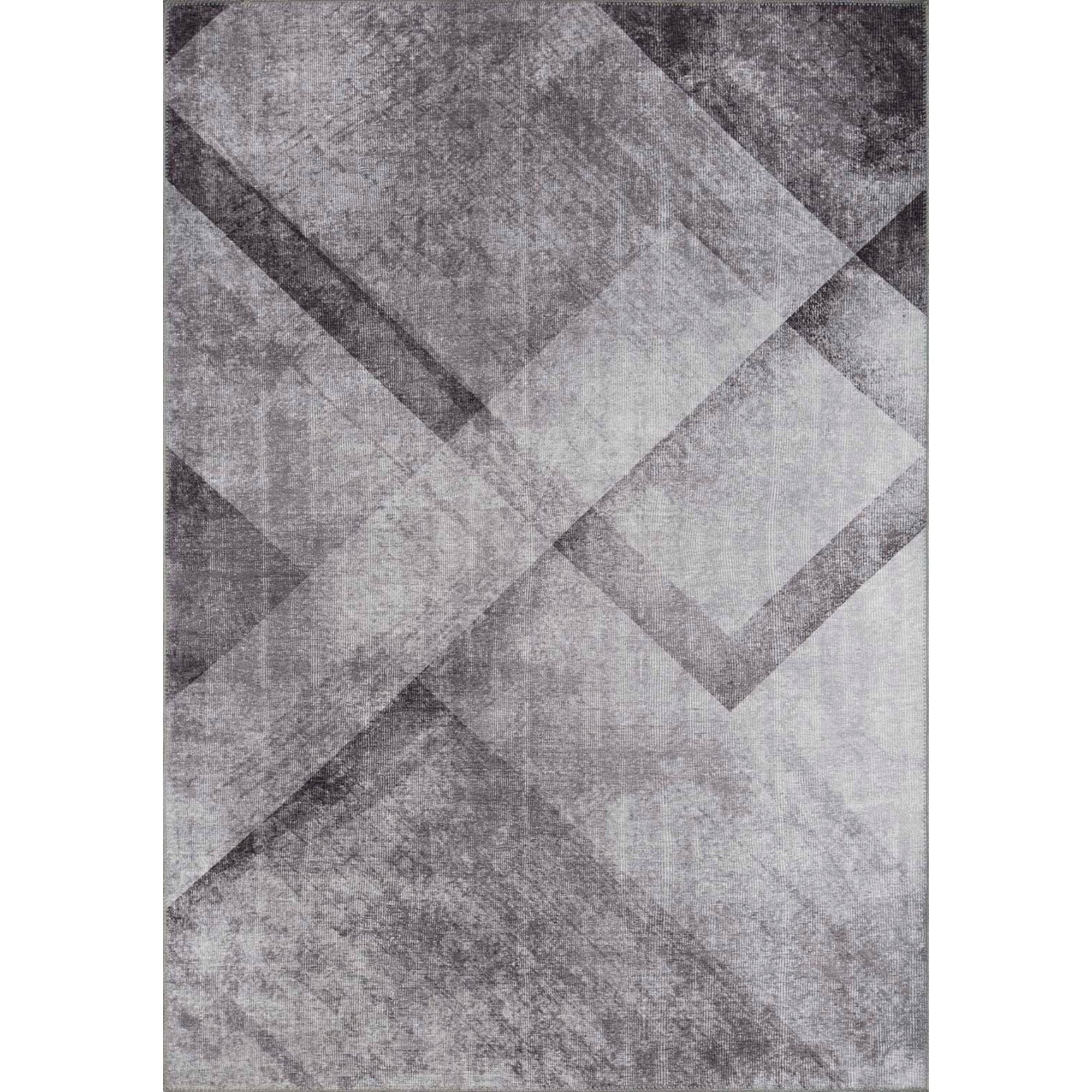 Modern Cotton Area Rug – Grey Soft Microfiber Washable Non Slip Rug