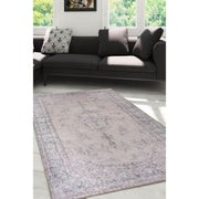 Digital Print Area Rug - Washable Non Slip Ethnic Cotton Grey Rug for Living Room