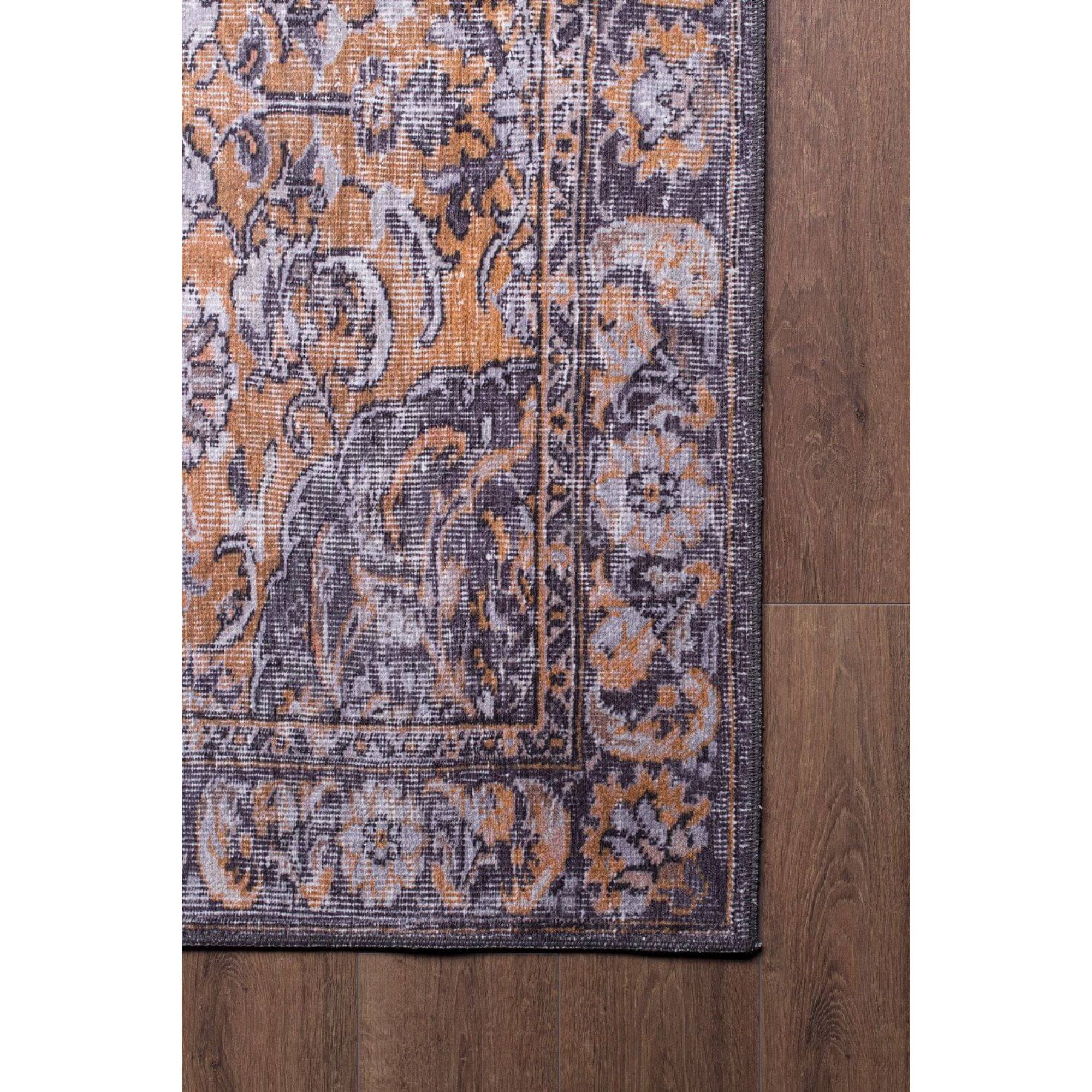 Vintage Cotton Area Rug - Washable Non Slip Brown Soft Microfiber Carpet