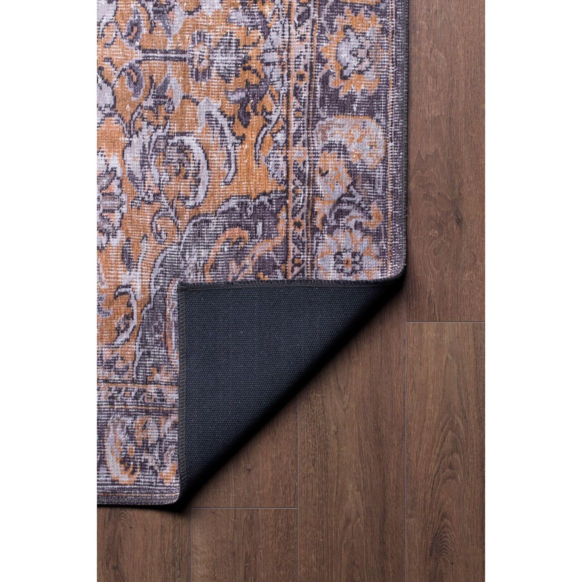 Vintage Cotton Area Rug - Washable Non Slip Brown Soft Microfiber Carpet