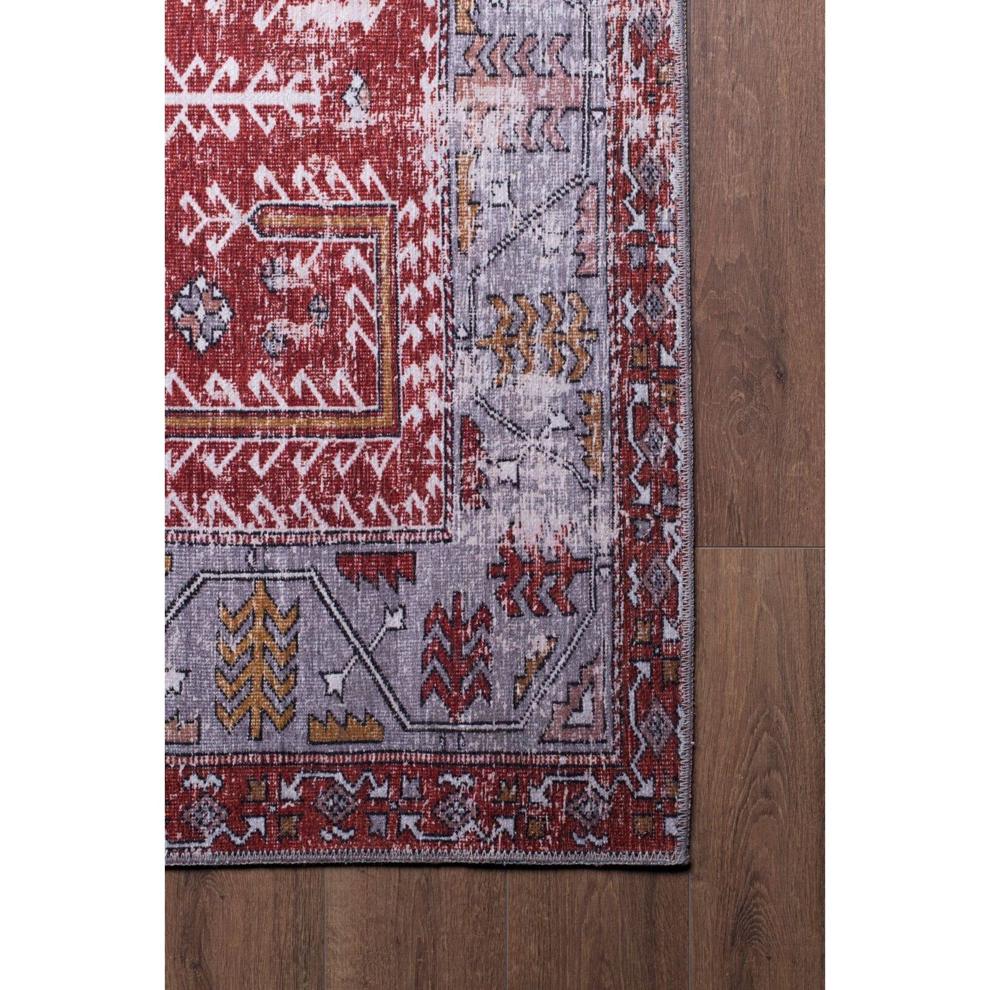 Vintage Area Rug - Burgundy Cotton Washable Non Slip Soft Microfiber Carpet