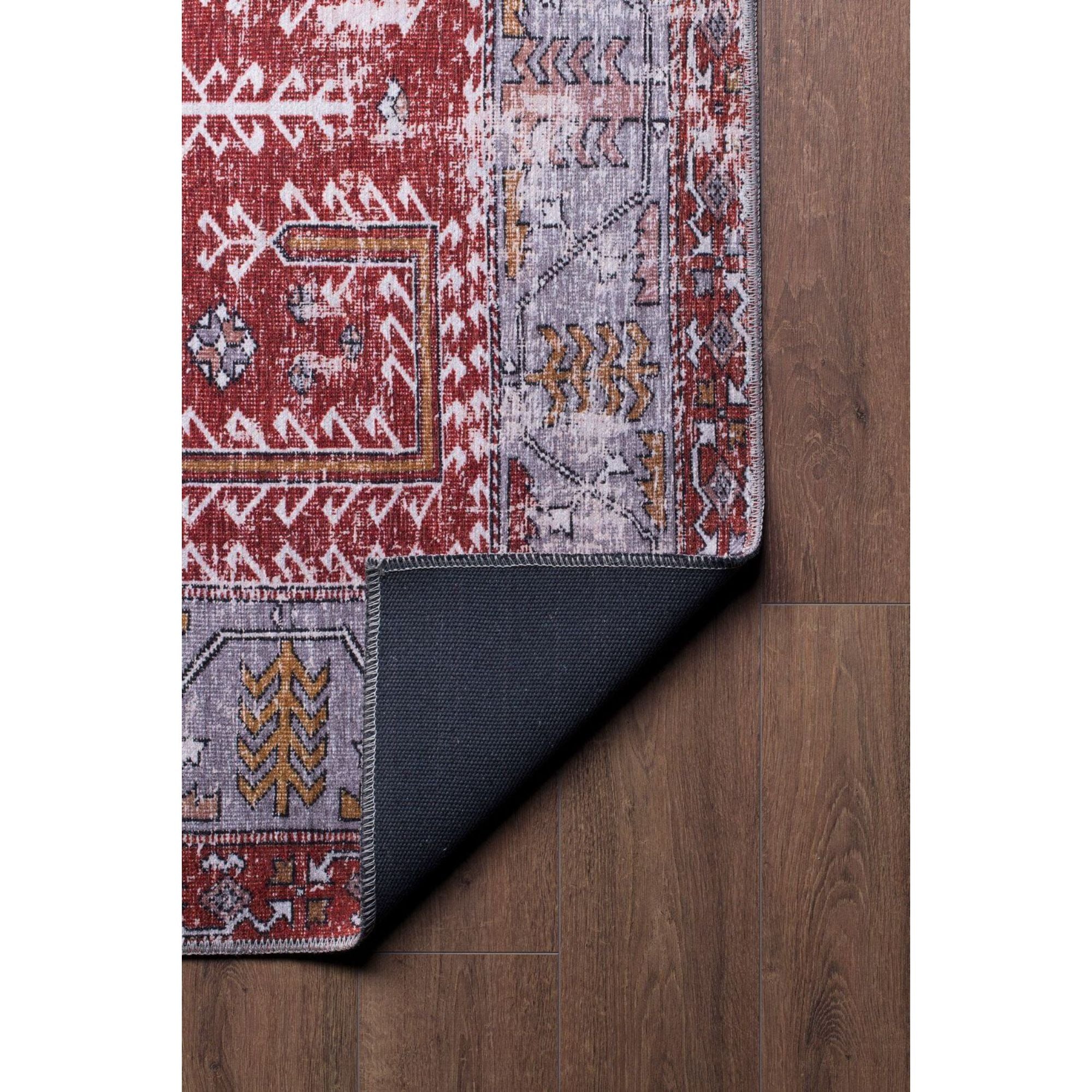 Vintage Area Rug - Burgundy Cotton Washable Non Slip Soft Microfiber Carpet