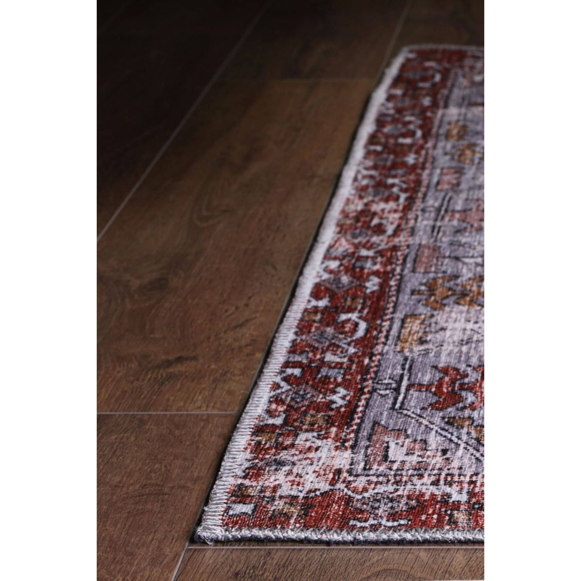 Vintage Area Rug - Burgundy Cotton Washable Non Slip Soft Microfiber Carpet