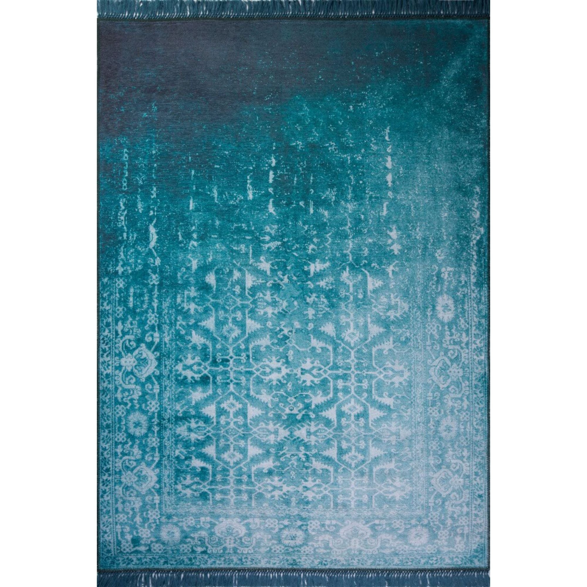 Vintage Cotton Area Rug – Washable Non Slip Green Soft Microfiber Carpet