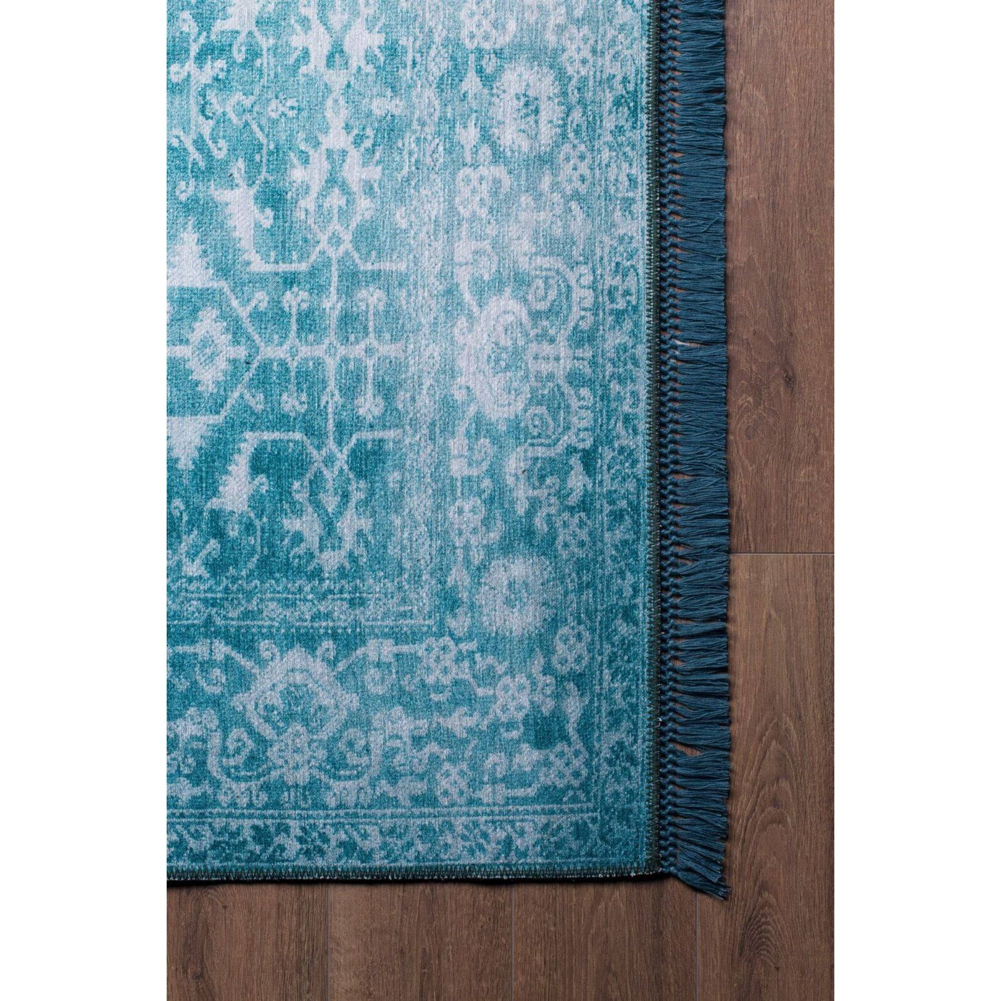 Vintage Cotton Area Rug – Washable Non Slip Green Soft Microfiber Carpet
