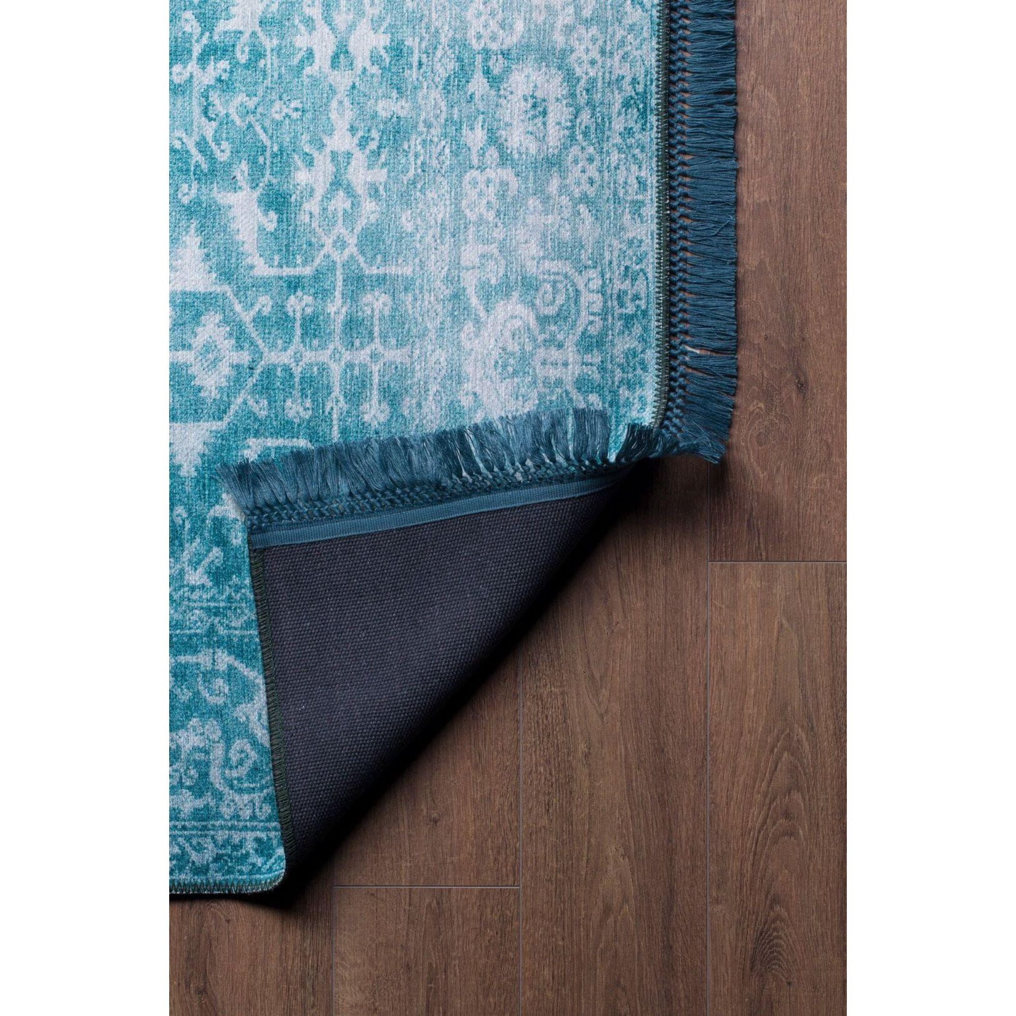 Vintage Cotton Area Rug – Washable Non Slip Green Soft Microfiber Carpet