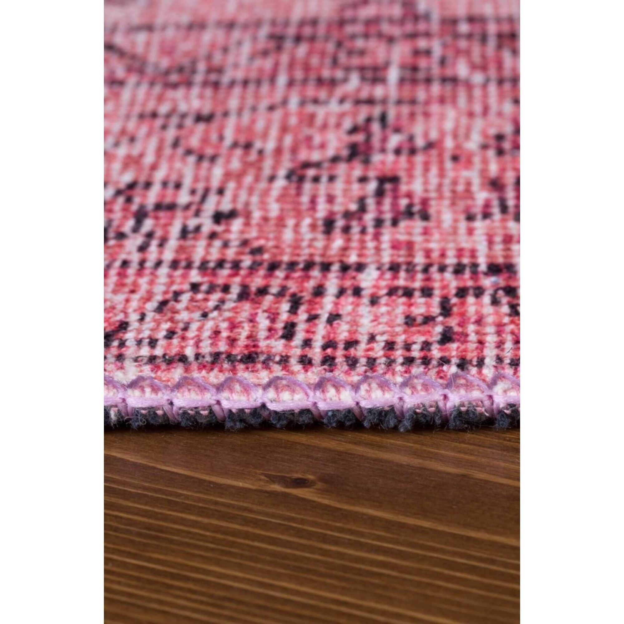 Pink Vintage Area Rug | Washable Non Slip Heavy Thick Cotton Area Rug