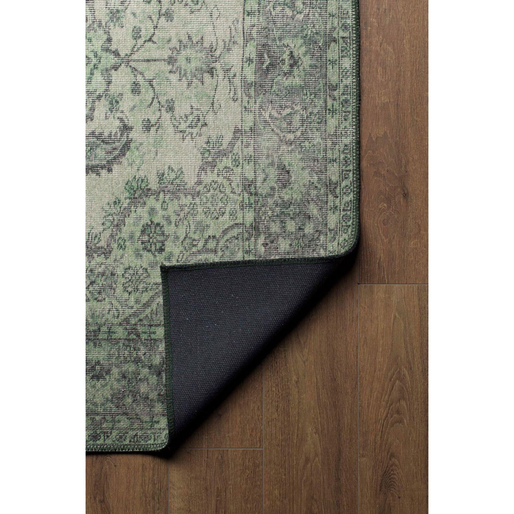 Digital Print Area Rug – Soissons Green Medallion Cotton Washable Non Slip Carpet