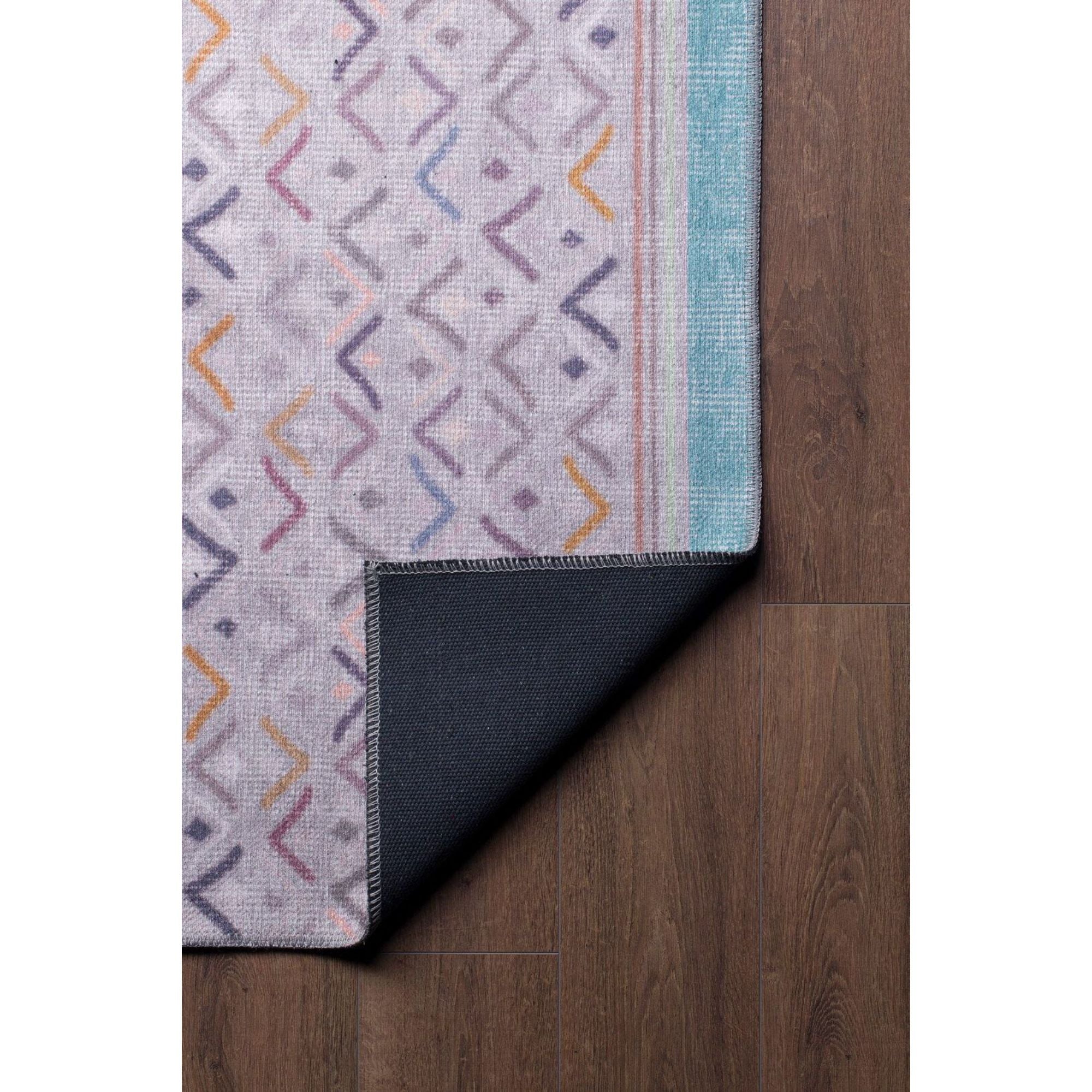 Grey Geometric Area Rug - Cotton Washable Non Slip Soft Microfiber Carpet