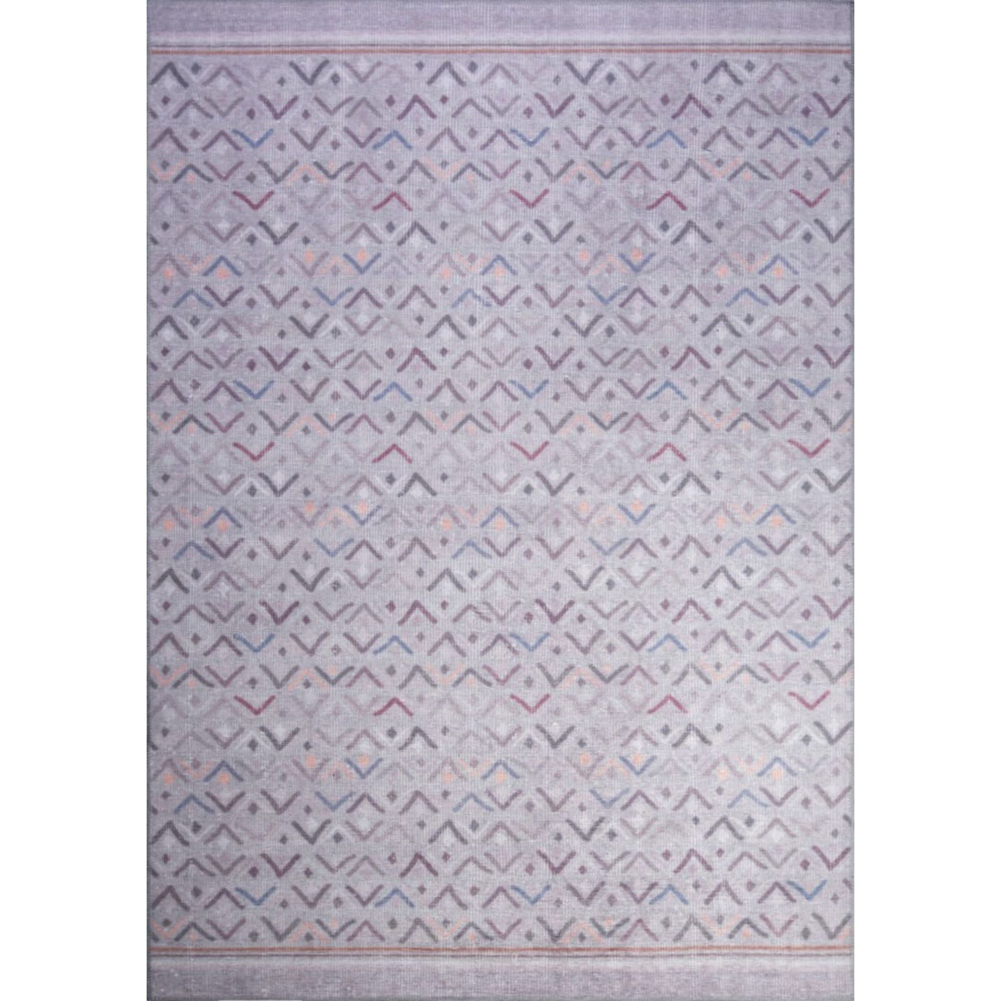 Grey Geometric Area Rug - Washable Non Slip Cotton Area Rug for Living Room