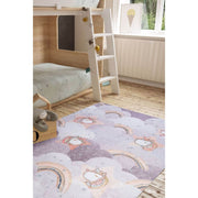 Kids Digital Print Rug - Washable Non Slip Purple Microfiber Area Carpet