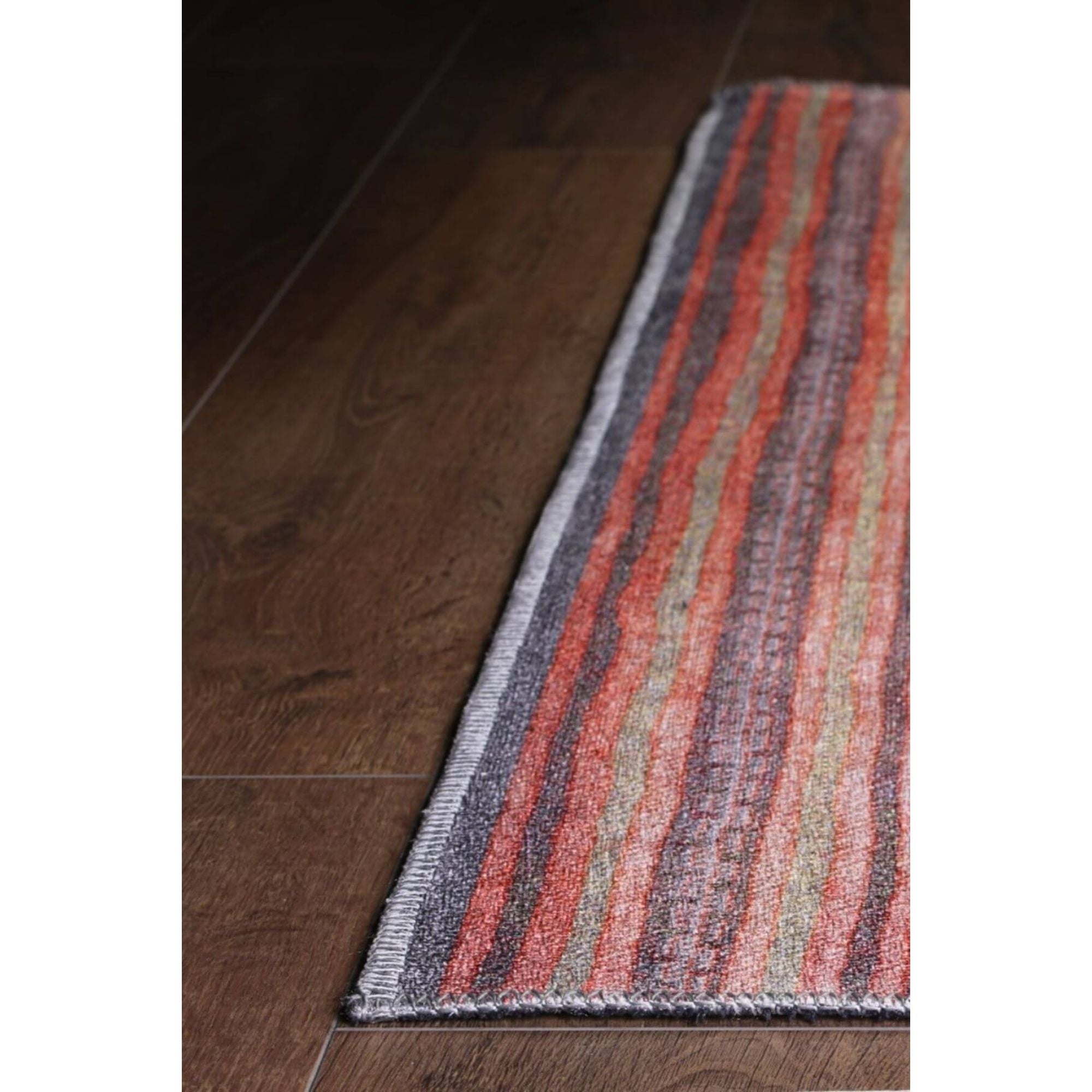 Digital Print Area Rug – Washable Non Slip Striped Cotton Microfiber Rug for Living Room