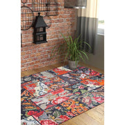 Patchwork Area Rug - Washable Non Slip Cotton Red Carpet for Living Room