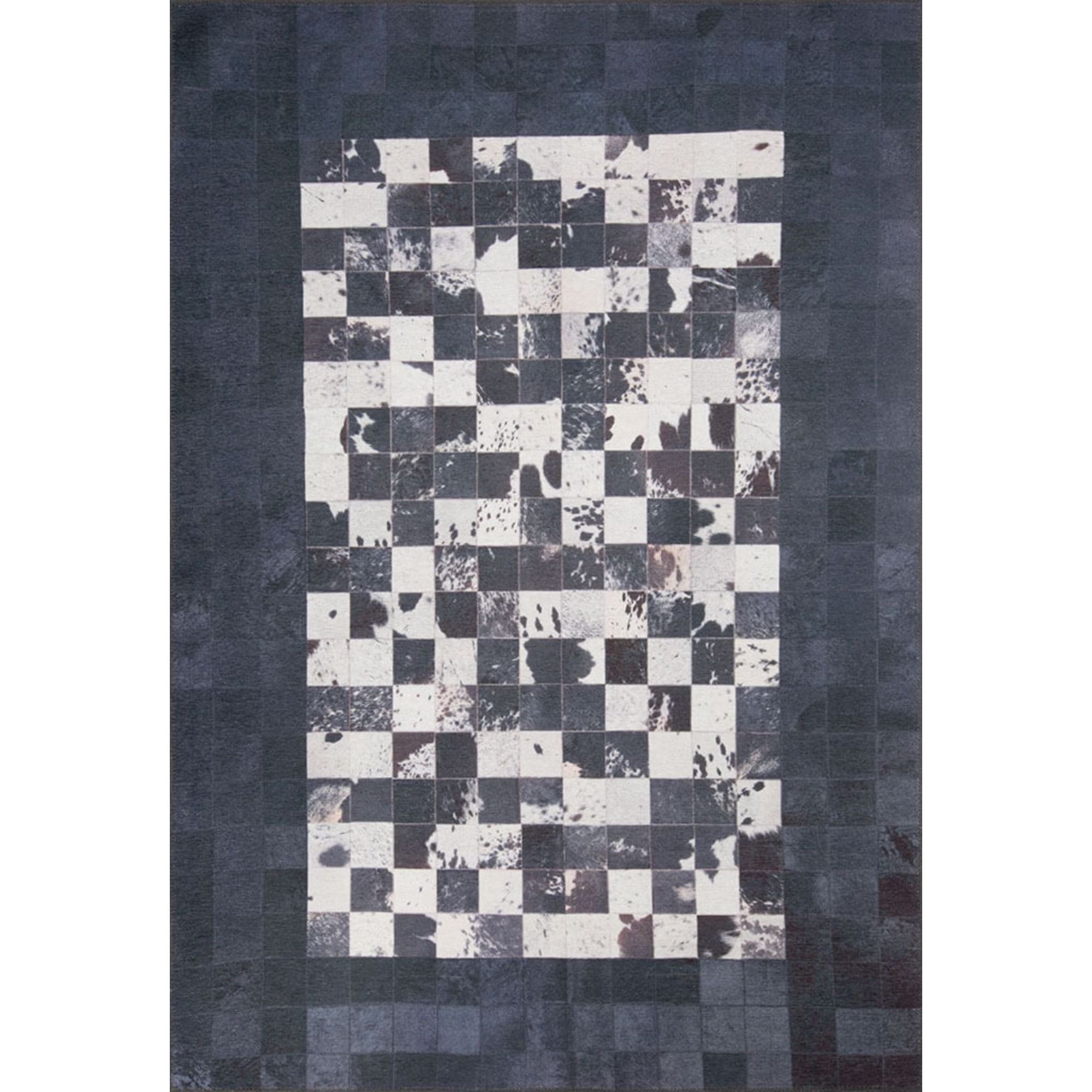 Perigueux Navy Geometric Cotton Digital Print Area Rug