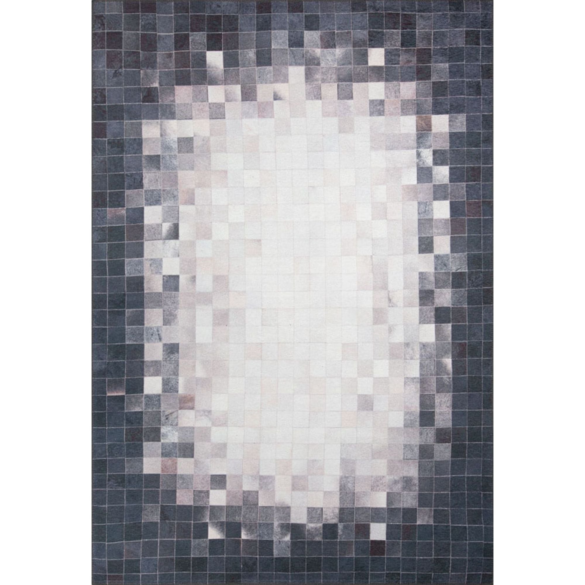 Navy Geometric Area Rug – Washable Non Slip Soft Microfiber Cotton Carpet