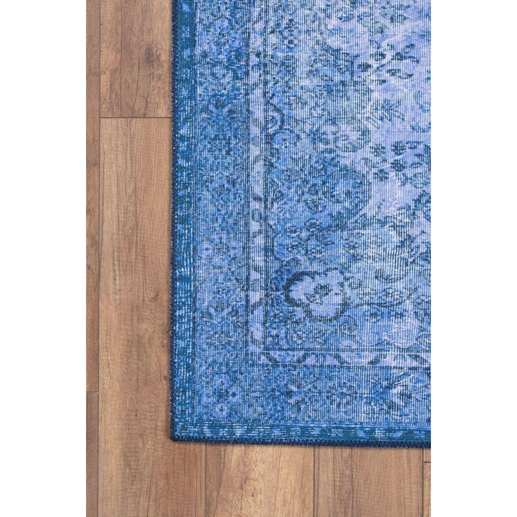 Vintage Cotton Area Rug – Navy Blue Washable Non Slip Soft Microfiber Carpet