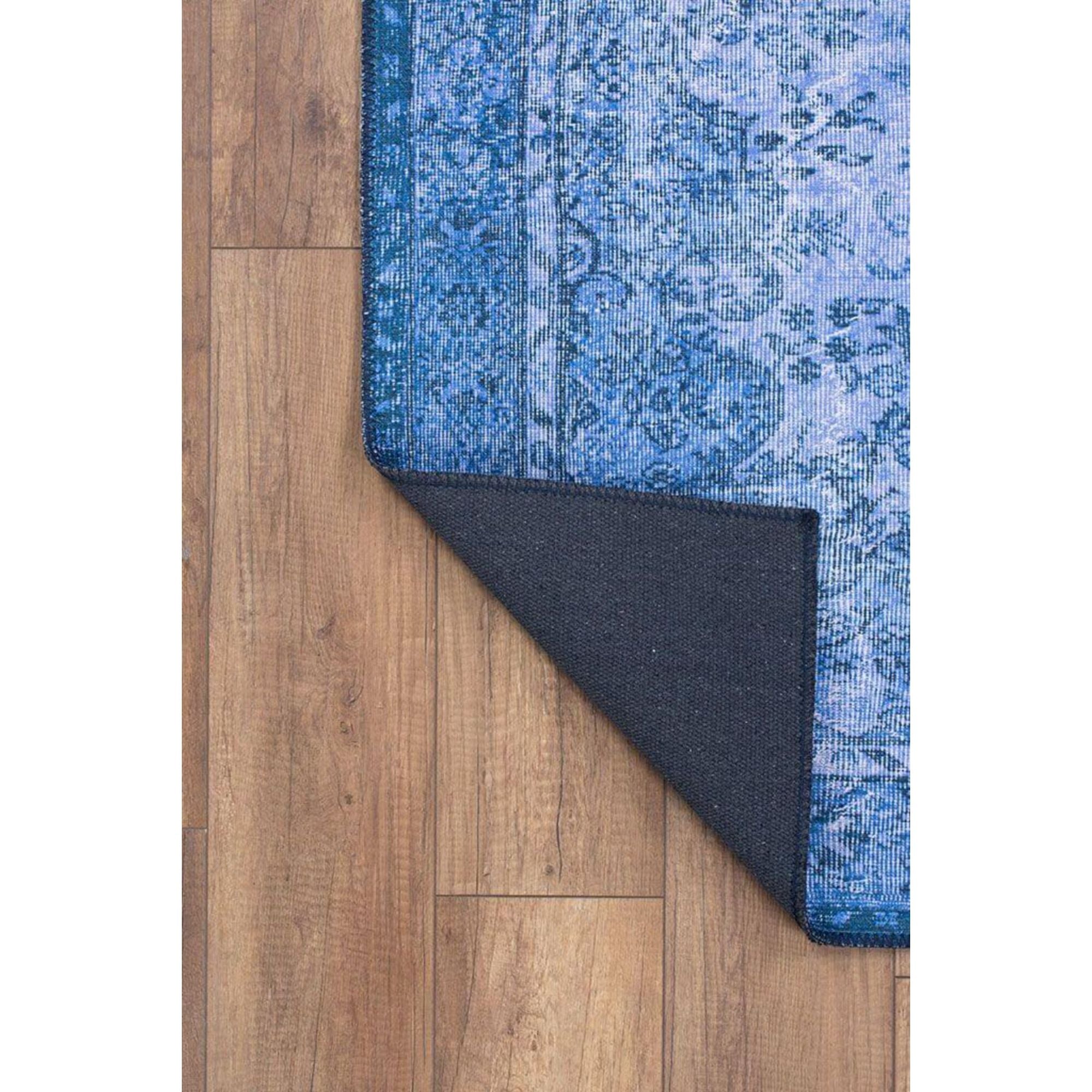 Vintage Cotton Area Rug – Navy Blue Washable Non Slip Soft Microfiber Carpet