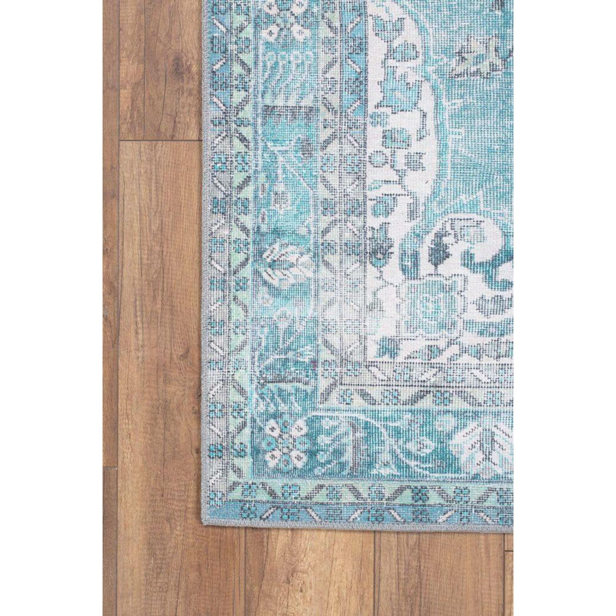 Scotteville Green Medallion Cotton Digital Print Area Rug