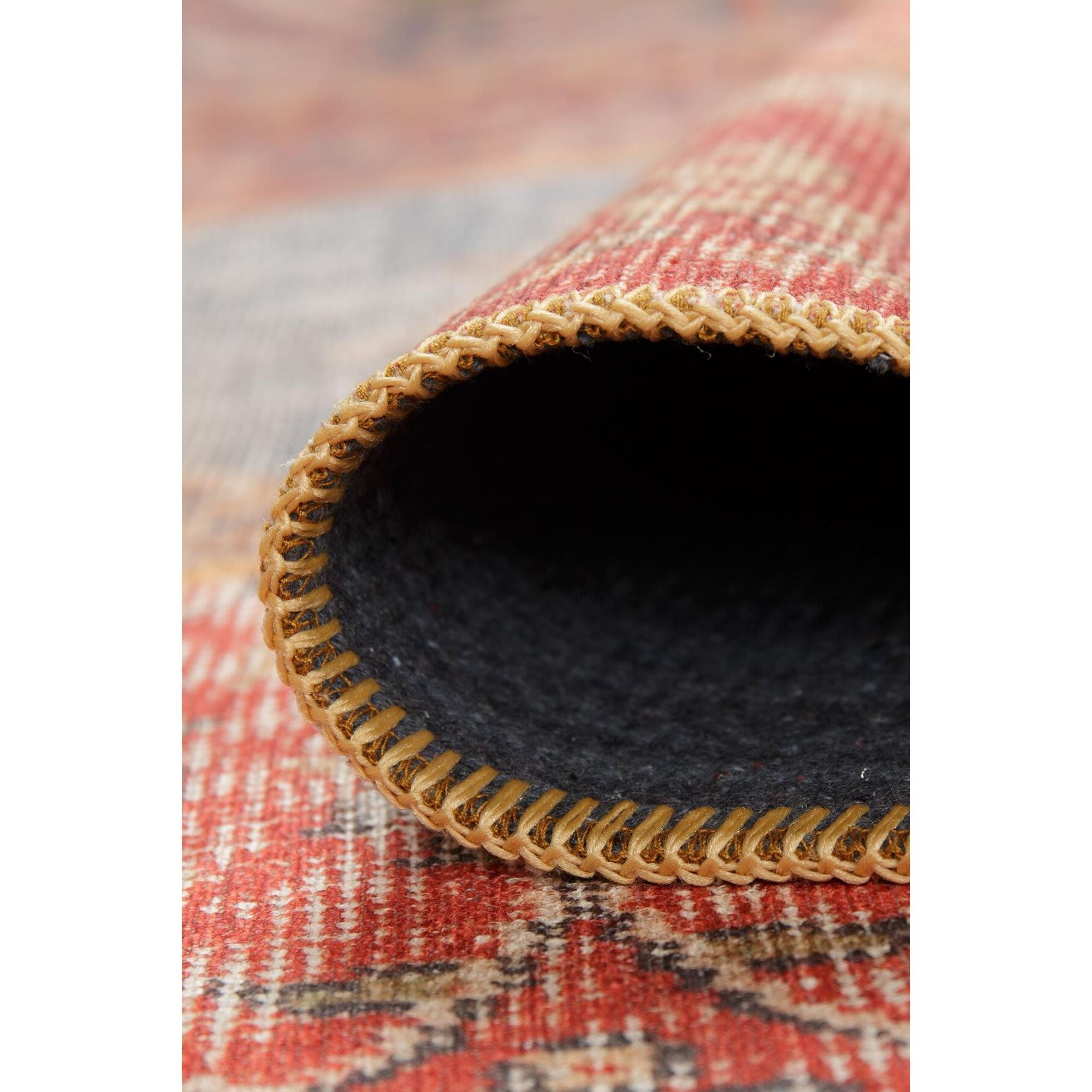 Digital Print Area Rug - Washable Non Slip Red Patchwork Cotton Carpet With Soft Microfiber
