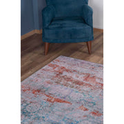 Vintage Cotton Area Rug - Washable Non Slip Orange Microfiber Carpet for Living Room