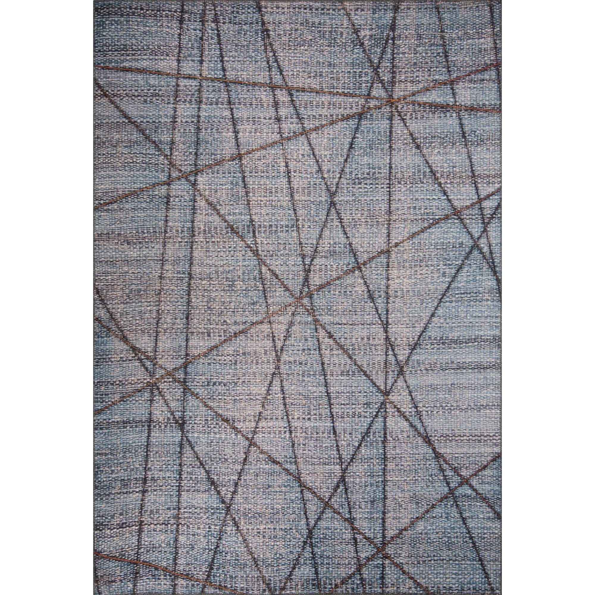 Blue Geometric Area Rug – Washable Non Slip Cotton Area Rug with Soft Microfiber